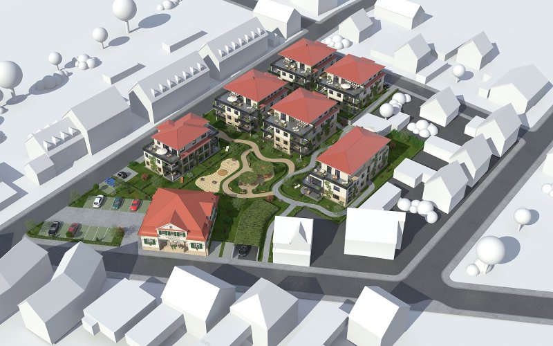 3D Visualisierung Mehrfamilienhauskomplex